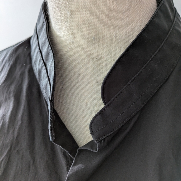 The Kooples Mao-neck Fitted Buttondown Shirt in Black Poplin Cotton - Picture 2 of 8